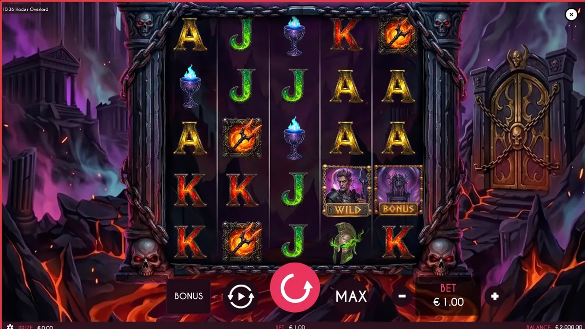 Tampilan visual slot Hades Overlord dengan tema dunia bawah dan dewa Hades.
