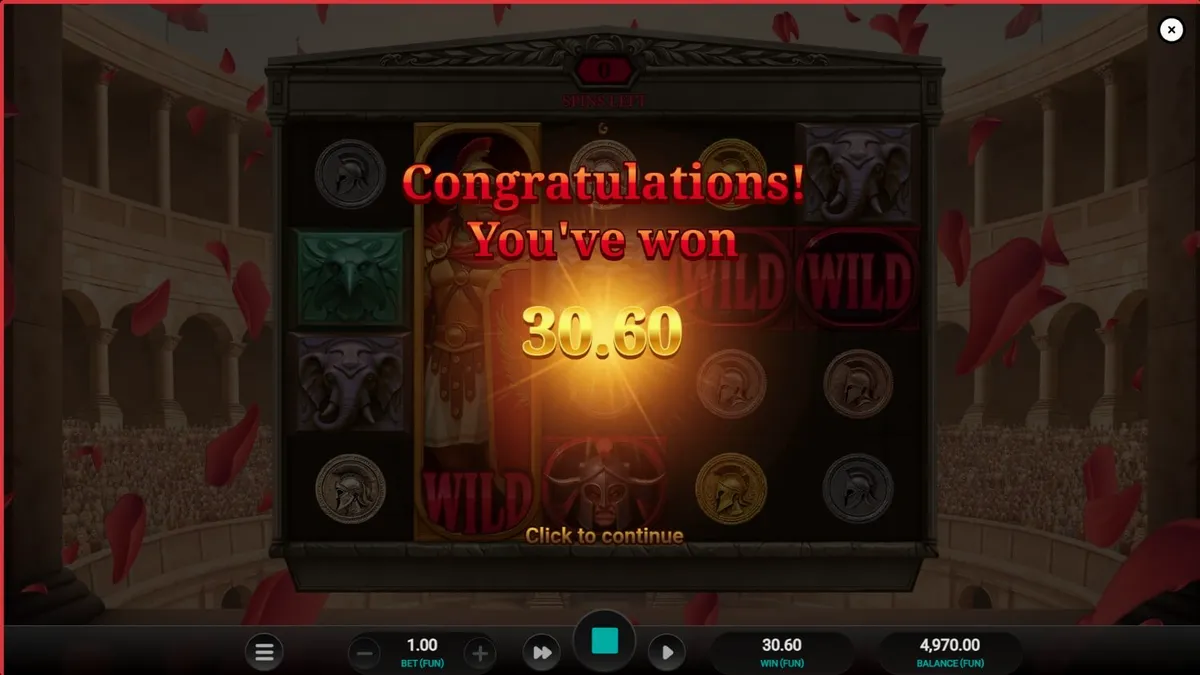 Arena of Fortune gladiator theme slot gameplay